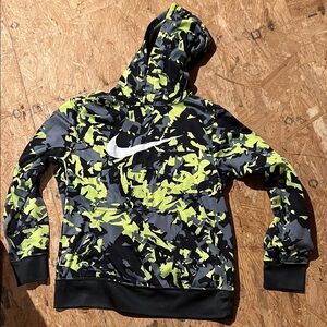 Nike Kids Camo Hoodie - Black, Gray, and Yellow